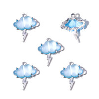 Pendentif créatif en alliage de zinc électroplaqué incrusté de nuages et d'éclairs, breloque décorative DIY pour boucles d'oreilles, colliers, bracelets et porte-clés W898