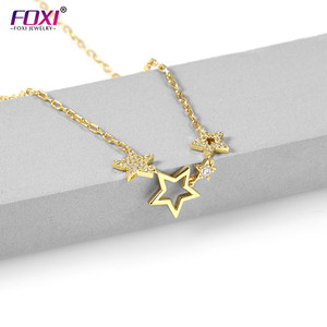 <span class=keywords><strong>Miglior</strong></span> prezzo pronto per la spedizione in oro 18K placcato Lucky Star collana a catena per gli uomini delle donne - Product Image 4