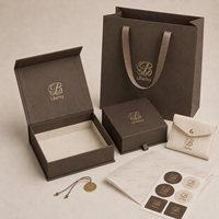 Boîte à bijoux en carton de luxe avec logo personnalisé, insert en velours pour bague, collier, bracelet, emballage cadeau