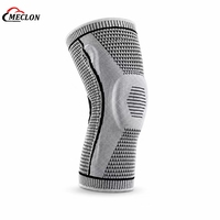 Genouillère de compression en nylon OEM en gros, respirante, tricot nid d'abeille avec coussinet en gel et support à ressort, logo personnalisé, usine
