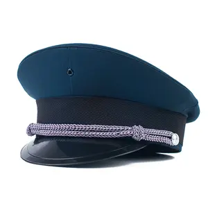 New duty security hat black navy blue etiquette performance property doorman work flat top along breathable large eaves cap