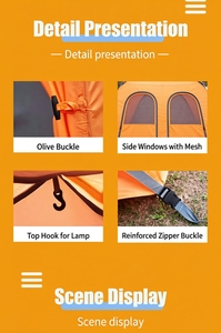 Tente de camping <span class=keywords><strong>l</strong></span>égère et imperméable pour la <span class=keywords><strong>randonnée</strong></span>, OEM, installation facile, abri portable pour les voyages et les aventures en plein air - Product Image 4