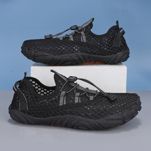 Men's Hollow Mesh Barefoot Sandals Quick <b>Lock</b> Drawstring Breathable Casual Shoes Deep Tread Anti Slip Walking Shoes For Beach - Product Image 4