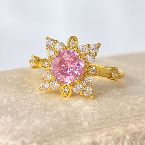 Luxus Silber Schmuck Set Baby Pink Eis Zirkon Zirkon Verlobung sring Anlauf frei Funkelnde Hochzeit verspricht Rhodium Partys - Product Image 5