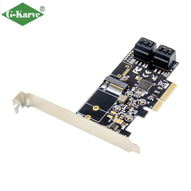 High Quality PCI X4 JMB585 MSATA & 4-Port 10/100/1000Mbps Server Storage Expansion Card for Industrial Control System Storage