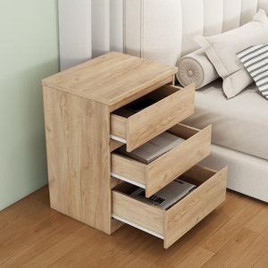 Natural Nightstand 3 <b>Drawers</b> Thickened Top Plate <b>Small</b> Side <b>Table</b> <b>Bedside</b> Storage <b>Drawer</b> Unit - Product Image 2