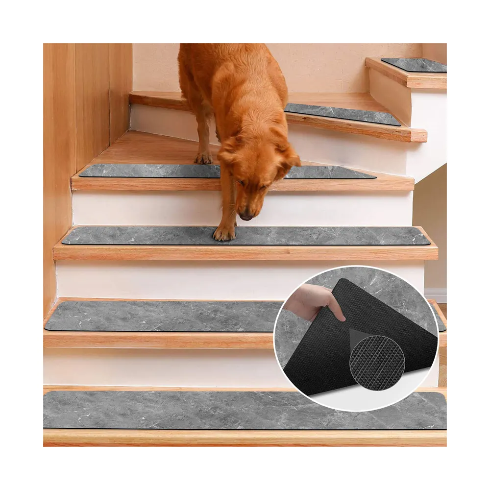 Rubber Stair Runners mat for Wooden Steps Non Slip 15 Pack Stairs Rugs Staircase Treads Marble Grips Strips Carpet Easy to Clean