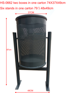 Bidone della spazzatura in acciaio zincato parco giardino <span class=keywords><strong>esterno</strong></span> bidone della polvere pubblico contenitore per rifiuti in acciaio perforato - Product Image 2