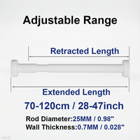 Modern Micro-Adjust Heavy Duty Stainless Steel Shower Curtain Rod 28-47 Inch 353Lbs No-Drill Extensible Rust-Proof Pole Bathroom