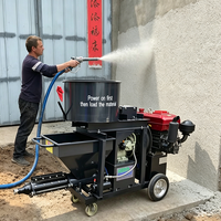 Pulvérisateur de mortier 15-18 CV Diesel, machine à projeter le mortier avec moteur refroidi par eau, pulvérisateur multifonctionnel de ciment et de stuc avec mélangeur automatique