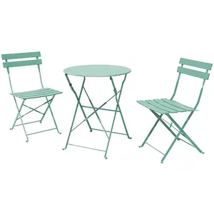 Hochwertiges Metallklapp-Bistro-Set 3-teiliges Garten-Set aus faltbarem Terrassen tisch und Stühlen