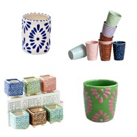 Verre à liqueur en céramique de style Talavera mexicain, verre à gin, verre à tequila, verre à motif floral peint à la main