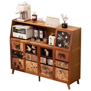 Bamboo <b>Sideboard</b> Vintage Coffee <b>Cabinet</b> 900mm High Multi Functional Tea Storage <b>Kitchen</b> Living Room <b>Cabinet</b> - Product Image 5