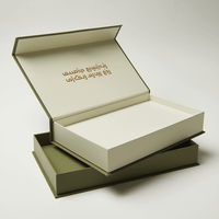 Boîte cadeau en papier magnétique vert et noir avec logo personnalisé de luxe, recyclable, pliable, rigide, avec couvercle magnétique
