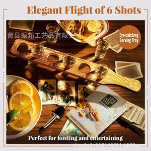 Wooden Shot <b>Glass</b> <b>Rack</b> With Handle 15 <b>Glasses</b> Cocktail Serving Tray For Restaurant Use - Product Image 2