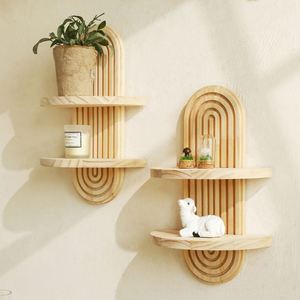Factory New Oval Thread Creative Solid Wood Pendant <b>Decoration</b> Modern Eco-friendly <b>Wall</b> <b>Flower</b> Pot Rack Home <b>Decoration</b> - Product Image 2