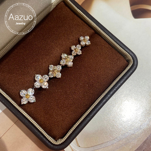 Aazuo Real Lab Grown Diamonds Jewelry E VS1 18K Solid Yellow Gold Mini Flower Stud Earring Gift For Women&<b>Kids</b> Everyday Wear - Product Image 1
