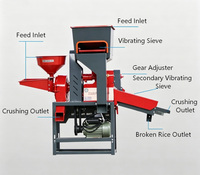 Machine de décorticage et de broyage du riz portable combinée avec double tamis vibrant pour le nettoyage du paddy des petites exploitations agricoles