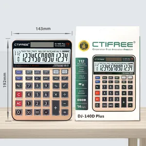 14 Cijfers Calculator Zonne-Batterij Dual Power Crystal Key Elektronische Rekenmachine Met Grote Lcd-Display Kantoor Calculator