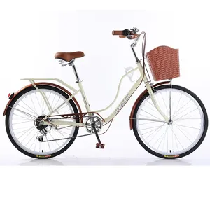Bicicleta Urbana Retrô <span class=keywords><strong>Vintage</strong></span> Estilo Antigo 26'' de Fábrica Chinesa, 7 Velocidades, Quadro de Aço com Amortecimento Total, Rodas Raiadas, Freios a Disco, 150kg - Product Image 4