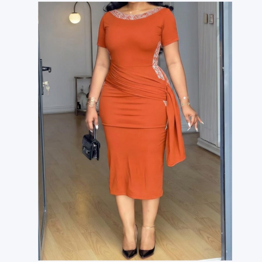 difference between bodycon and bandage dress Aurora Navy Blue High Neck app_promo flattering fit Lovely Statement Light Brown Size:10-10,5 US / 41