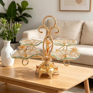 <span class=keywords><strong>Plateau</strong></span> de rangement en métal européen, <span class=keywords><strong>plateau</strong></span> à fruits en verre trempé, <span class=keywords><strong>plateau</strong></span> de rangement personnalisé pour la salle à manger, la salle d'appoint et la décoration intérieure - Product Image 3