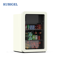 Nouveau design, réfrigérateur vitrine rétro 112L, porte en verre, mini congélateur, commande LED, double température, dégivrage automatique, 3 étagères