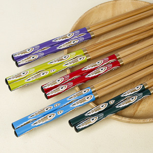 Palillos de bambú al por mayor, 24 cm, diseño de cola de pavo real, cinco colores, palillos individuales, vajilla para regalo. - Product Image 4
