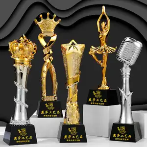 Trofeo in resina di cristallo personalizzato riunione annuale creativa placcato in oro sede premio personalizzato riunione annuale