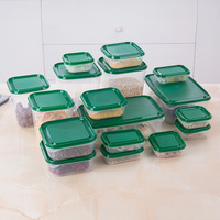 Vente chaude Ensemble de 17 pièces Boîte de rangement pour fruits en plastique Transparente avec couvercle Scellé pour réfrigérateur