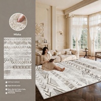 Karpet Bohemian Ruang Tamu Dekoratif, Karpet Kamar Tidur Samping Tempat Tidur, Penutup Lantai, Seperti Kasmir, Dapat Dicuci Mesin, Dapat Dilipat, Dapat Dibersihkan dengan Vacuum