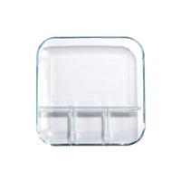 Assiettes de repas en verre borosilicate trempé transparent assiettes de séparation carrées rondes vaisselle assiettes à l'épreuve du four pour Restaurant