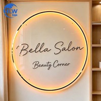 Lettres murales LED pour studio, logo de studio, enseigne murale en acrylique, signalétique de logo, conception de lettres lumineuses rondes pour devanture de magasin