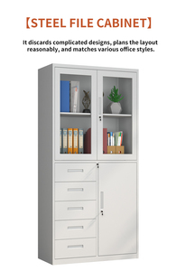 Bộ phận Tủ hồ sơ và hệ thống tài liệu Khóa Tủ hồ sơ với cửa kính, 5 ngăn kéo và thân thép bền để sử dụng văn phòng - Product Image 6