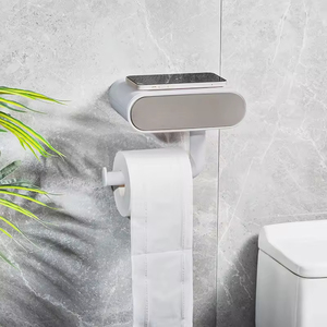 Portarotolo da Bagno Multifunzionale 4-in-1 Verticale con Vano Portaoggetti, Portarotolo da Appendere - Product Image 3