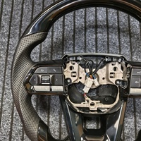 Volant sport en cuir premium noir brillant J Auto pour Land Cruiser 150 200 LC300 LC70 Fortuner Hilux 6 branches