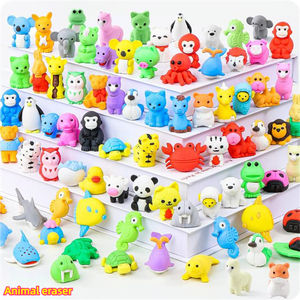 Karikatür silgi DIY hayvan silgi öğrenci kırtasiye malzemeleri bulmaca montaj Kawaii silgi çocuk parti iyilik okul - Product Image 2