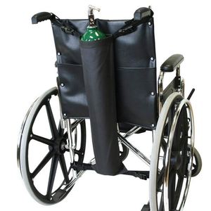 Sac de rangement pour chaise roulante avec compartiment pour bouteille d'oxygène, compatible avec toutes les chaises roulantes, noir - Product Image 1