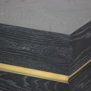 โต๊ะกลางห้องนั่งเล่นสไตล์ยุโรปทรงสี่เหลี่ยมสีดำเคลือบทอง โต๊ะกาแฟไม้จริง - Product Image 3