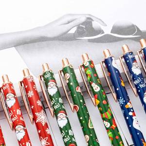 Cute Christmas Press <b>Pen</b> - Festive Holiday <b>Gift</b>, Cartoon Design, Bulk Promotional <b>Pens</b> for Holiday Giveaways - Product Image 3