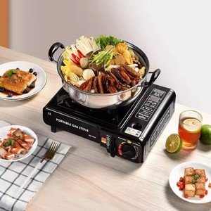 Réchaud à gaz butane pliable portable à brûleur unique avec dispositif de sécurité de flamme en acier inoxydable Noir pour le camping en plein air Grill <span class=keywords><strong>BBQ</strong></span> - Product Image 4