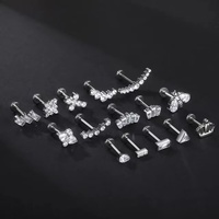 Gaby 16G ASTM F136 Titane Anneau de piercing pour lèvre à filetage interne, Labret lune, Boucles d'oreilles pour cartilage, Bijoux de corps, Bijoux de piercing