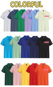 Polos de hombre 100% algodón pecho bordado Logo alta calidad colorido manga corta algodón polos sólido camiseta suéter - Product Image 4