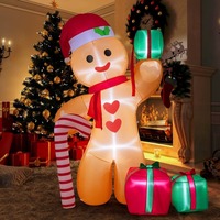 Homme en pain d'épices gonflable géant, décoration de Noël gonflable d'extérieur, décorations de Noël festives, gonflables lumineux pour la cour