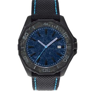 ลูกค้าที่มีคุณภาพสูงสีดำปลอมแปลงคาร์บอนไฟเบอร์สายรัดไนล่อนกรณีนาฬิกาควอตซ์ Bezel - Product Image 3