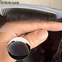 Prothèse capillaire en dentelle suisse complète en cheveux vierges indiens 8x10 # Prothèse capillaire frontale 1B à nœuds simples pour hommes, pour couvrir les zones de calvitie