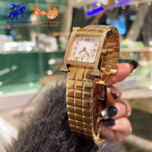 Reloj de Cuarzo de Lujo para Mujer, Marca H, con Esfera Cuadrada, Correa de Cuero Elegante, Movimiento Ronda, para Moda o Negocios - Product Image 4