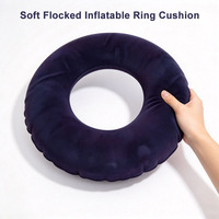Coussin d'assise gonflable rond floqué doux pour soulager la pression, idéal pour le coccyx, la période post-partum et le travail au bureau