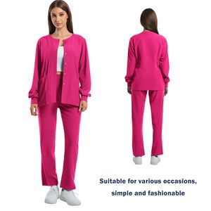 Giacca Unisex Multitasche Casual Comoda in Tessuto Dobby Poliestere a Maniche Lunghe per Infermieri e Saloni di Toelettatura Animali - Product Image 2