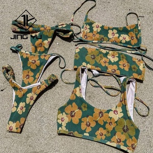 Traje de Baño Profesional OEM, Tela de Traje de Baño Reciclada, Ropa de Playa, Bikini Hawaiano con Estampado Personalizado de Doble Cara para Mujer - Product Image 3